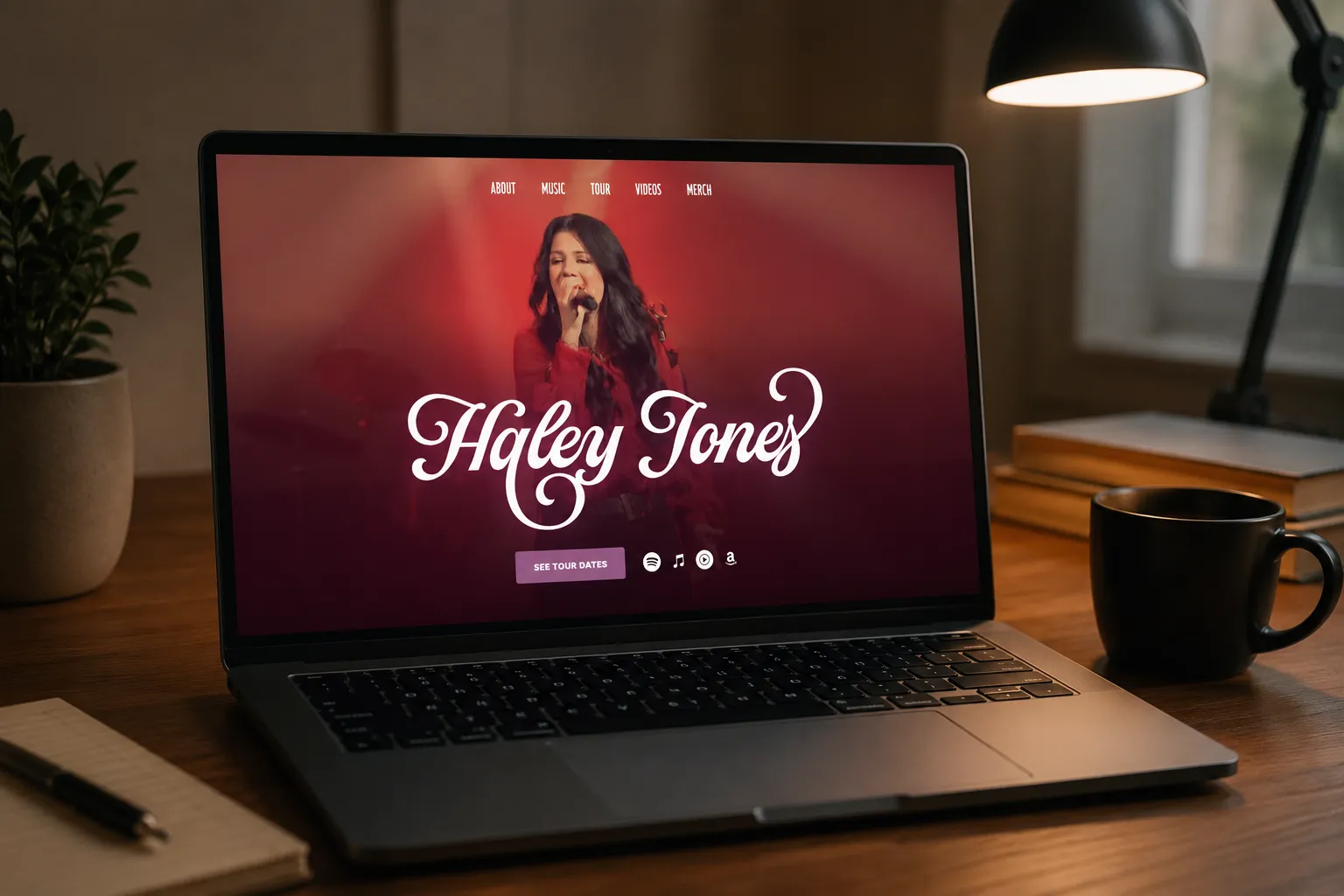 Haley Jones website shown on a laptop